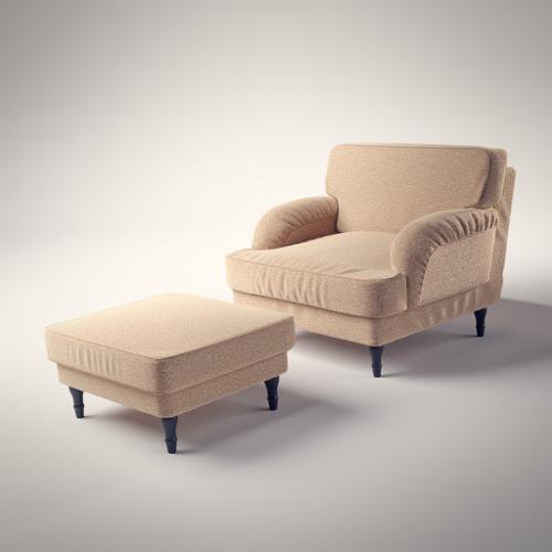 Armchair with footstool based on Ikea's Stocksund  preview image
